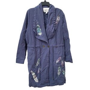 Coldwater Creek XL Feather Embellished Coat Jacket Duster